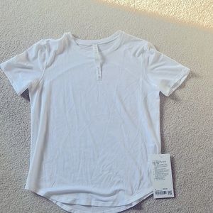 Brand new with tags Lululemon White light weight High Neck Run and Train Tshirt